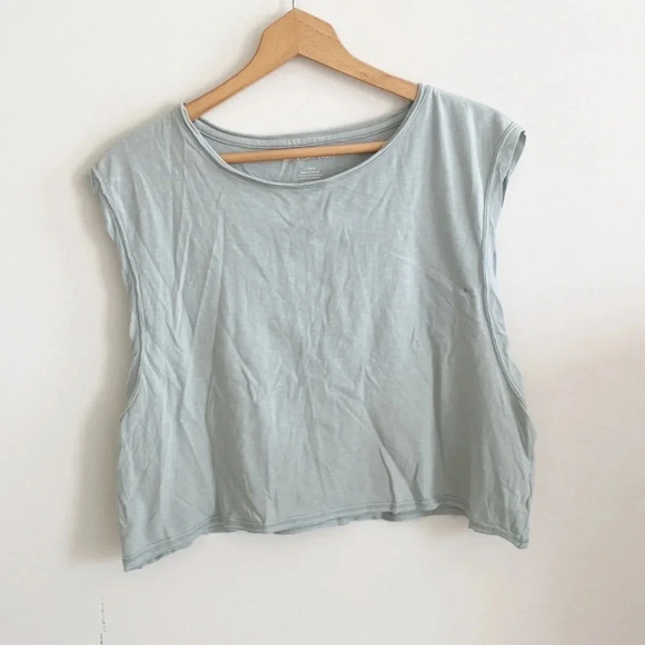 American Eagle teal blue/mint cropped sleeveless top size L - Picture 1 of 6